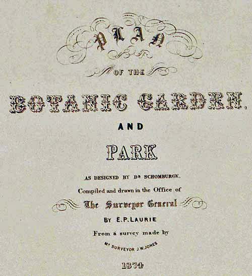 Plan of the Botanic Garden and Park by Dr Schombourgk, 1874